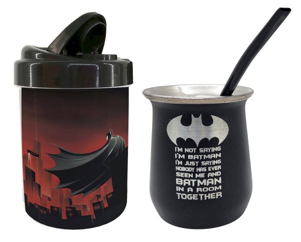 Producto - Mate De Acero Pack Batman Grabado Y Bombilla + Yerbero