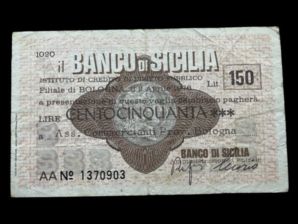 Producto - Italia - Bologna (1976) Notgeld 150 Liras - Banco Di Sicilia