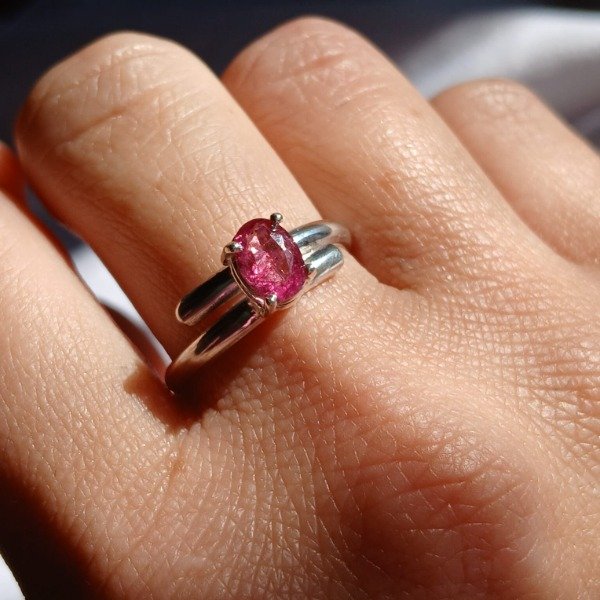 Producto - Anillo Plata 925 Turmalina Rosa ajustable - 0