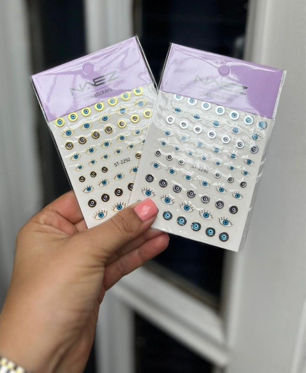 Producto - Sticker para uñas OJO TURCO DORADO Y PLATA