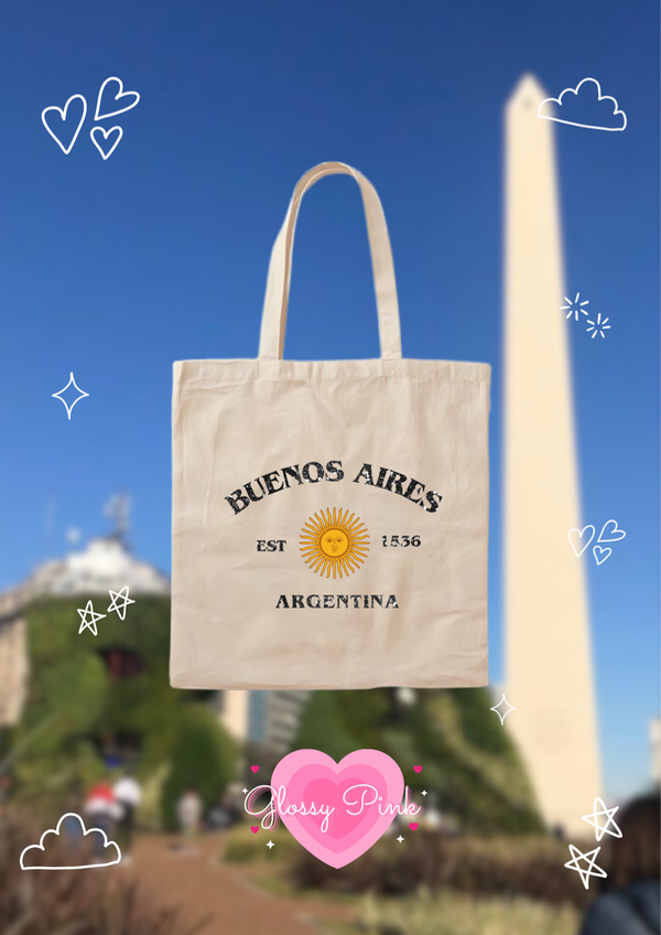 Tote Bag Bs As glitter negro lienzo