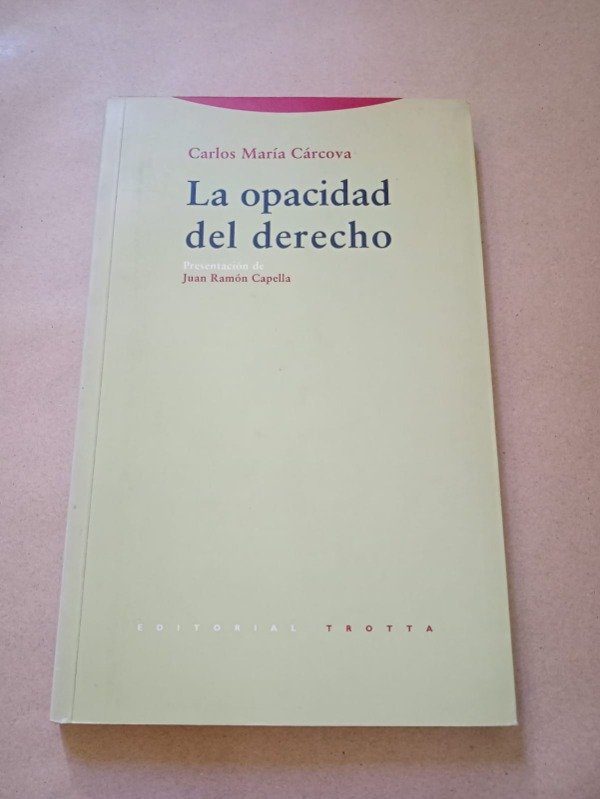 Producto - La opacidad del derecho - Carlos María Cárcova - Trotta 1998