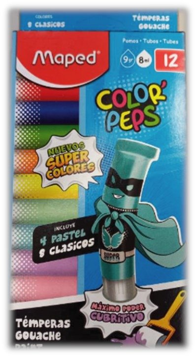 Producto - TEMPERA MAPED POMO x8u.+4 PASTEL