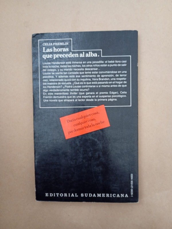 Producto - Las horas que preceden al alba - Celia Fremlin - Sudamericana 1990 - 1