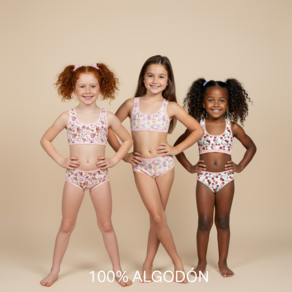 Producto - PACK X 4 UNIDADES . CONJUNTO BOMBACHA + CORPIÑO PURO ALGODON  (UNO POR TALLE)