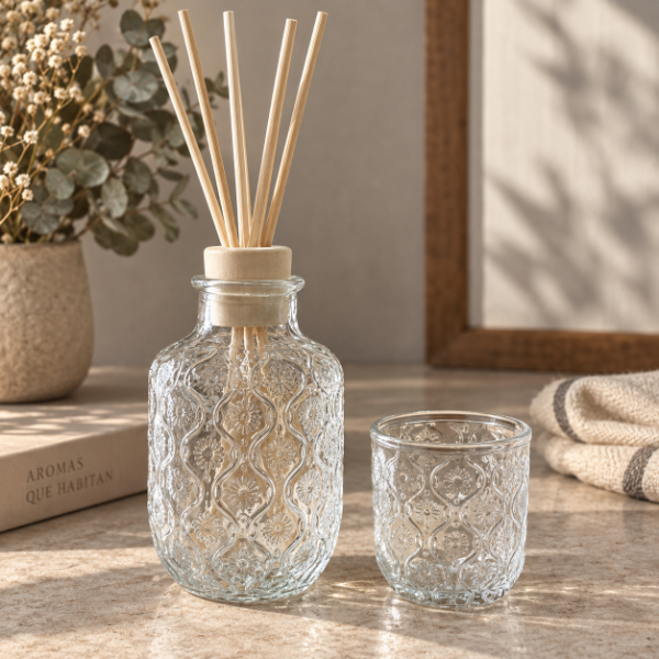 Producto - BOTELLA CON VASO ARABESCO FLORAL 500cc - 1
