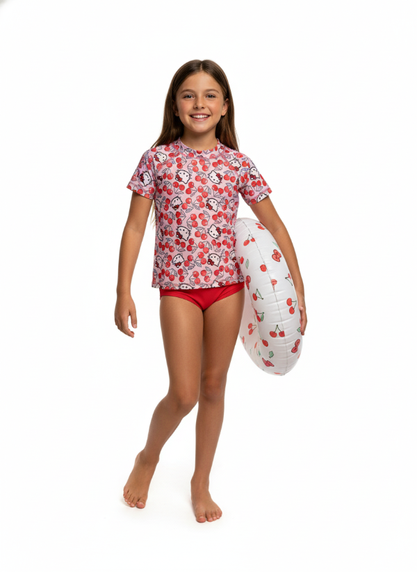 Producto - REMERA UV KITTY CHERRY  NEW 2026 MANGA CORTA. ANTICLORO Y FILTRO UV +50