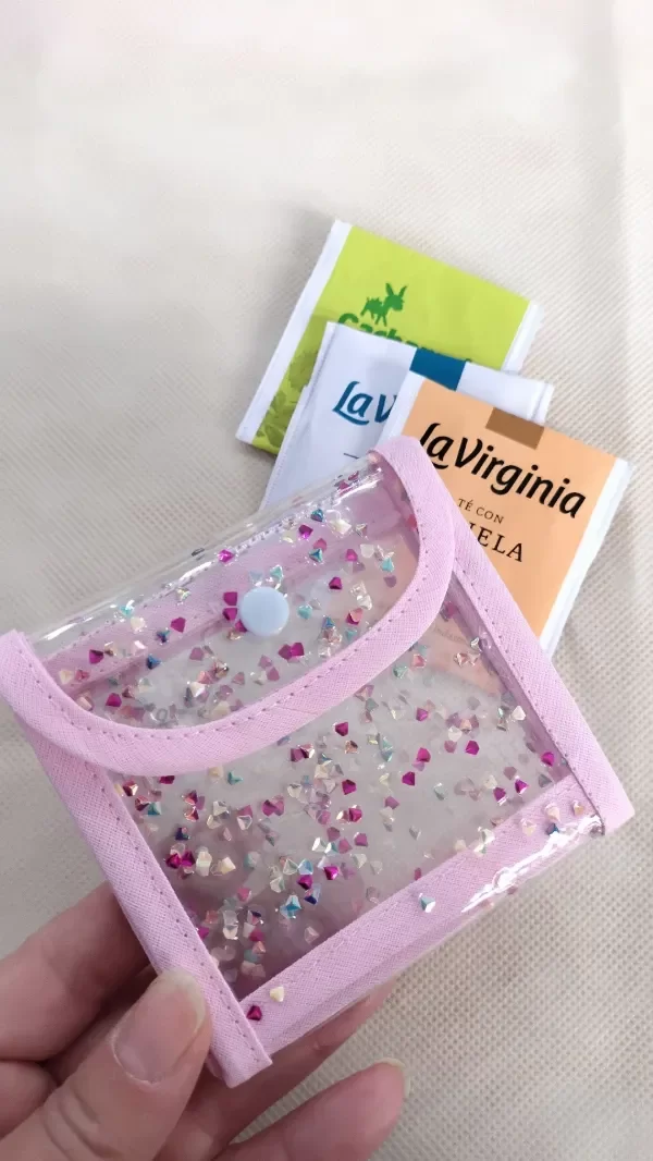 Producto - PORTA SAQUITO DE TE ROSA CLARO CON BLANCO