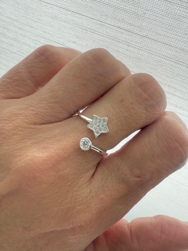 Producto - Anillo ajustable estrella/cubic plata 925