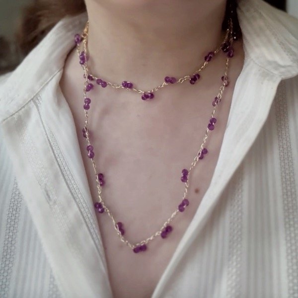 Producto - Collar infinito con cristal roca violeta! - 1