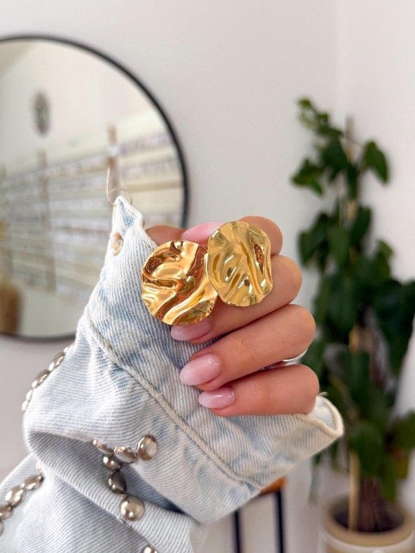 Producto - Aritos acero dorado círculo irregular