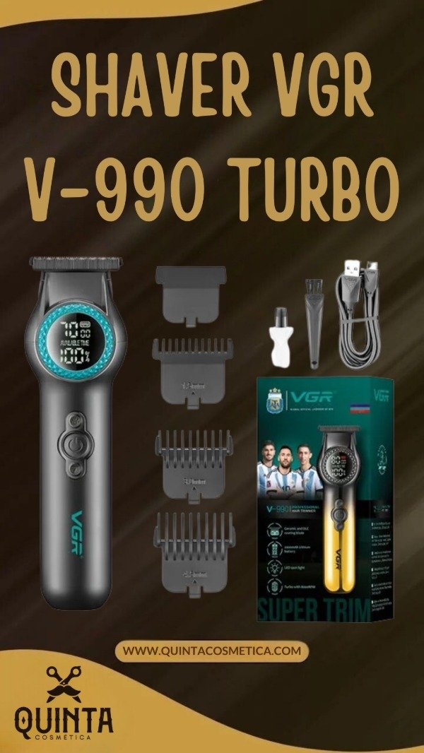 Producto - Trimmer Profesional Vgr V-990 Luz Led Turbo 8000rpm Color Negro