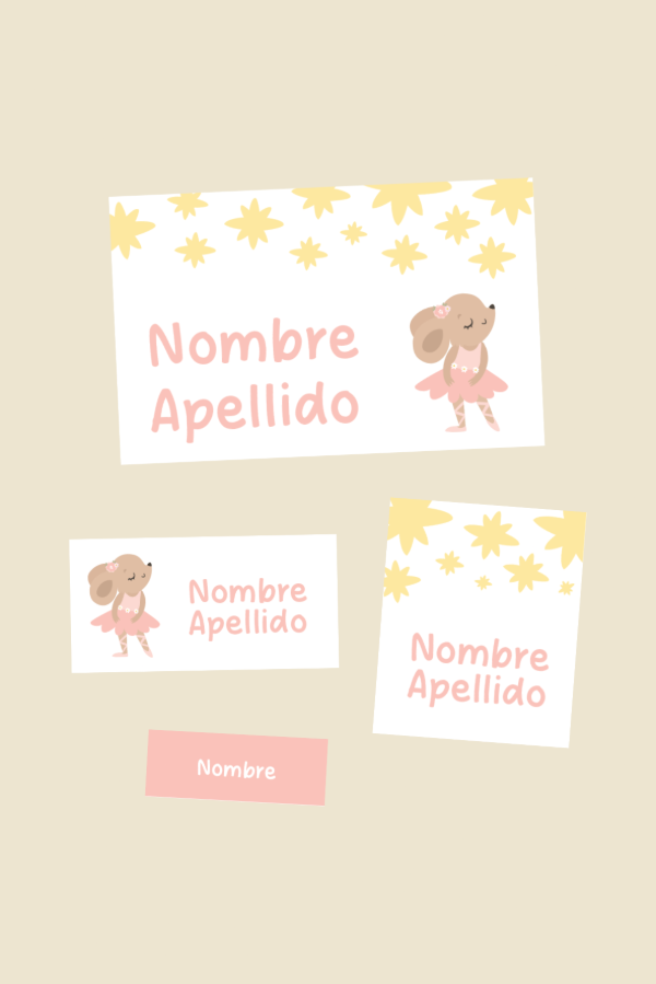 Producto - etiquetas escolares [ratoncita bailarina]