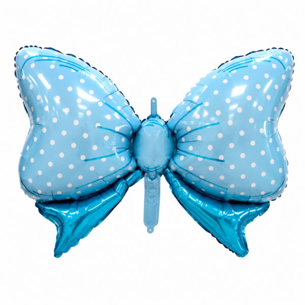 Producto - GLOBO METALIZADO FORMA MOÑO CELESTE 89 x 58cm APTO HELIO