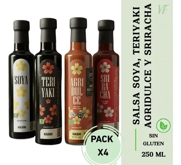 Producto - Salsa Teriyaki, Soya, Agridulce, Sriracha Sin Tacc Pack X4
