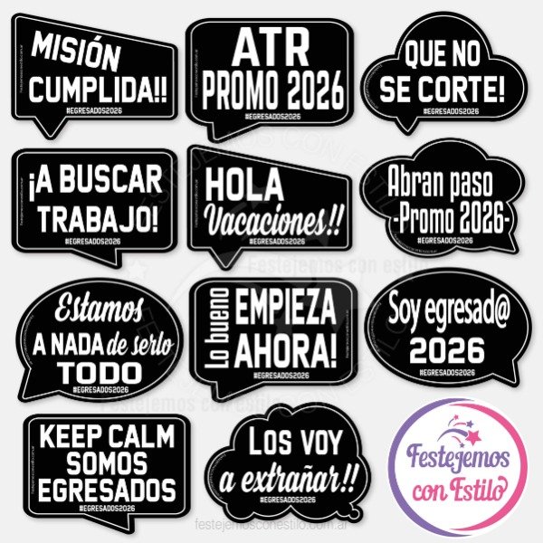 Producto - Photo Props Imprimible Egresados Secundaria Negro y Blanco - 1