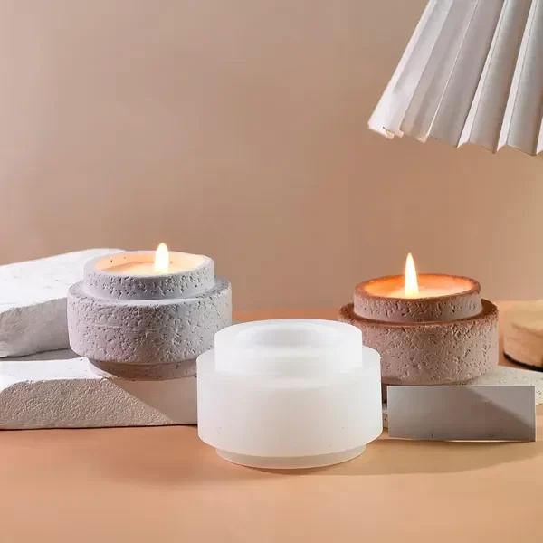 Producto - Molde silicona cuenco portavela circular nuevo