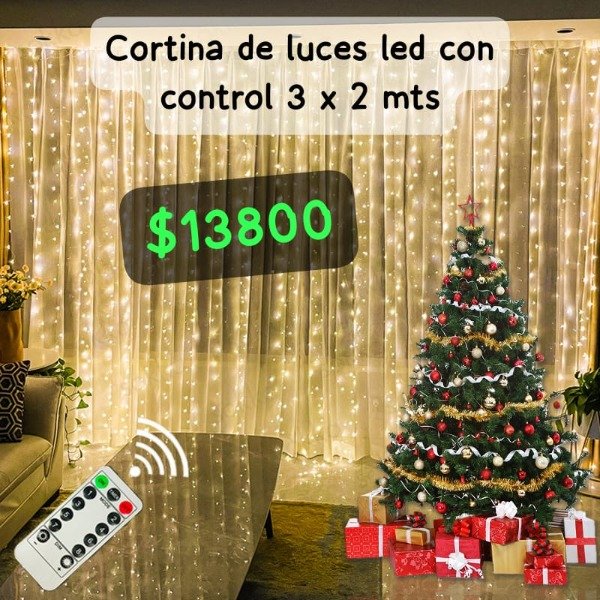 Producto - Cortina luces led decoración navidad 3 x 2