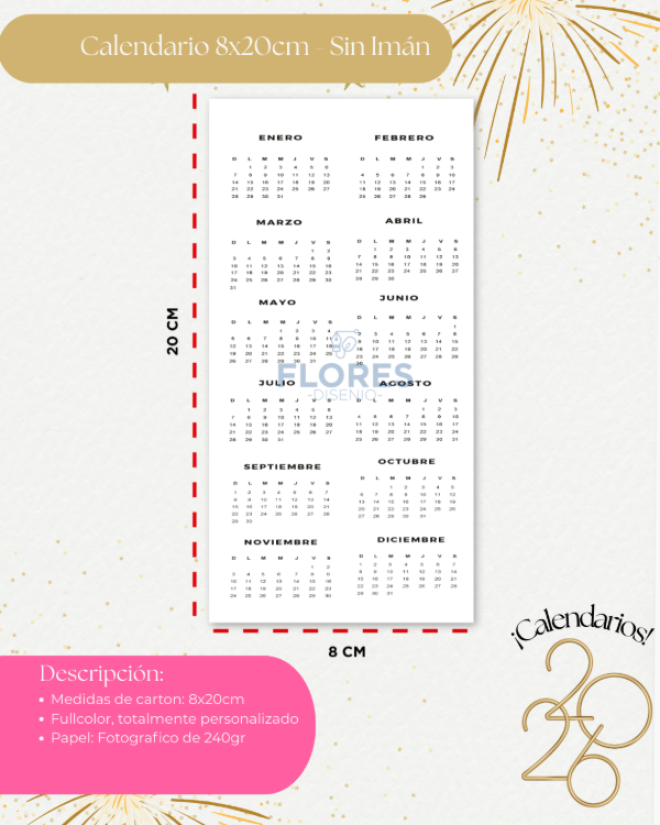 Producto - Calendarios 8x20cm sin imán