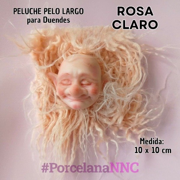Producto - Peluche pelo largo para duende  ROSA CLARO