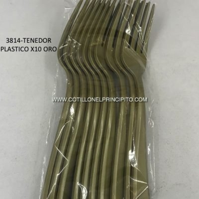 Producto - Tenedor Plástico Oro x10