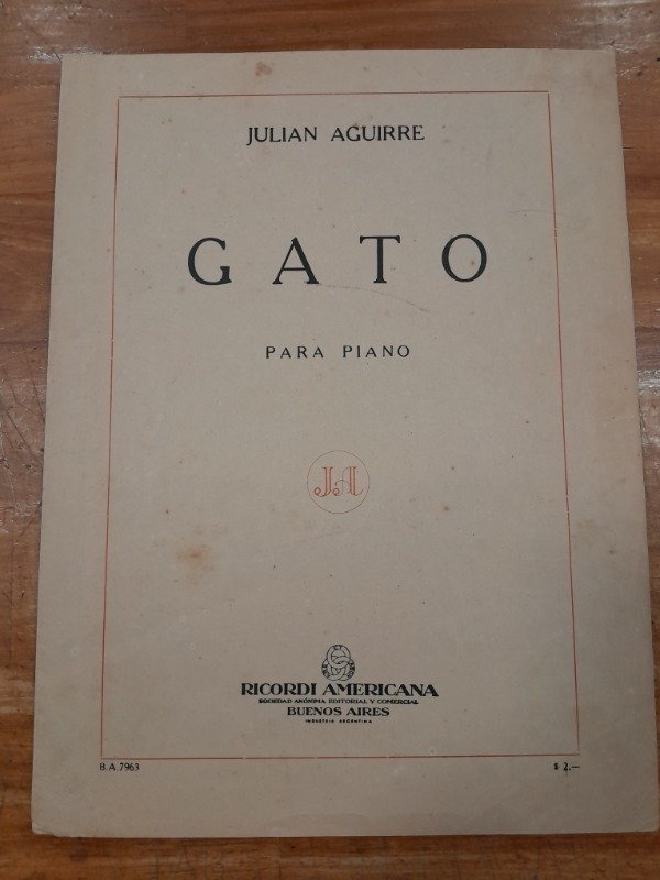 Producto - Gato para piano Partitura - Julian Aguirre