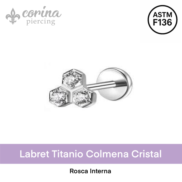 Producto - Labret Titanio Colmena Cristal