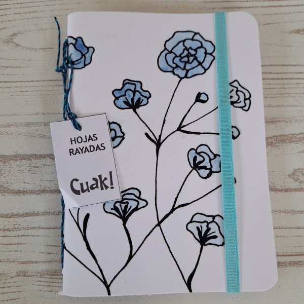 Producto - Libreta A6 Flores Azules hojas RAYADAS