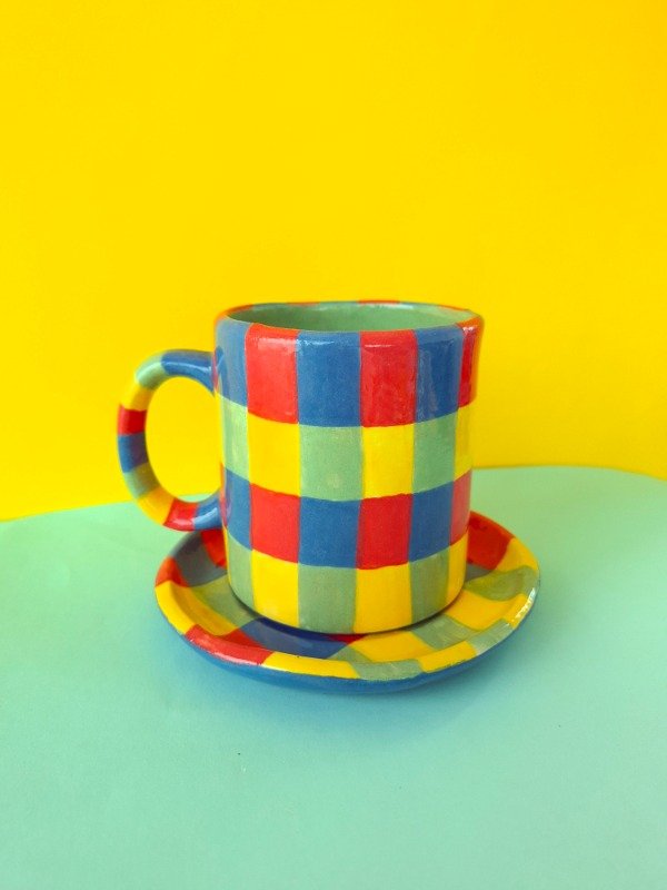 Producto - Tazón y plato - Cuadrillé recto de colores