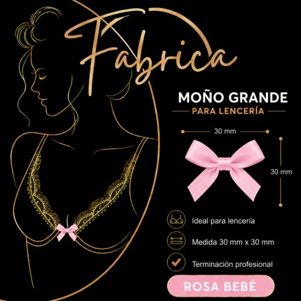 Producto - Moño Grande Rosa Bebé (1 unidad)- Teñido