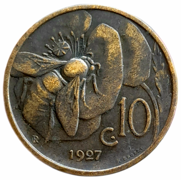 Producto - Italia 10 Centesimi 1927 Abeja Km#60 VF