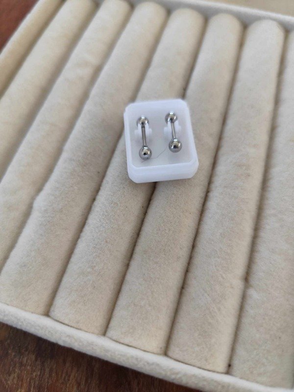 Producto - Aros abridor doble bolita. Tamaño S. Acero quirúrgico.