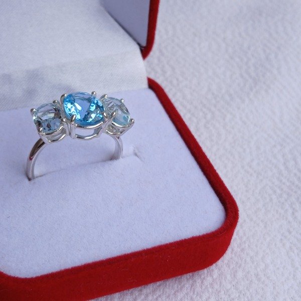 Producto - Anillo Cielo plata 925 Topacio (tratado) y Aguamarinas en  N19 - 5