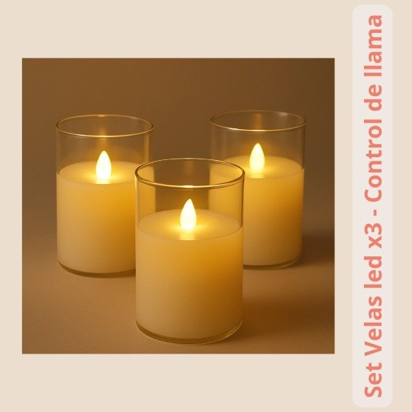 Producto - Set x3 de Velas Led en vaso acrílico