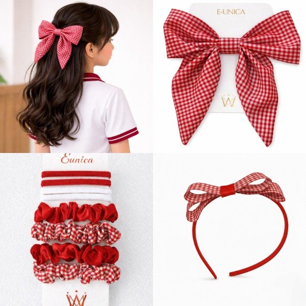 Producto - Moños Colitas Vincha Cuadrille Set Escolar