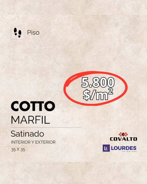 Producto - Promoción Cerámica Cotto Marfil Lourdes 35x35