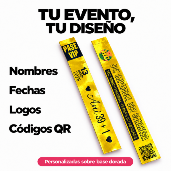 Producto - Pulseras Doradas Personalizadas para Fiestas y Eventos - 1