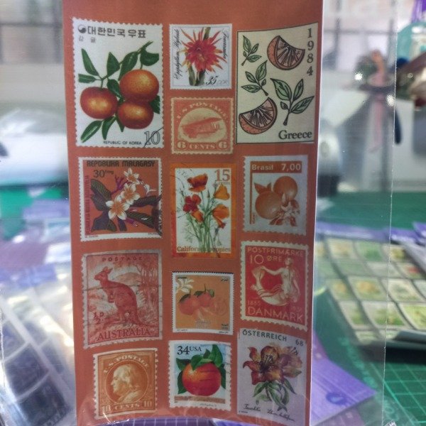 Producto - Plancha mediana stickers troquelados. Mundo naranja