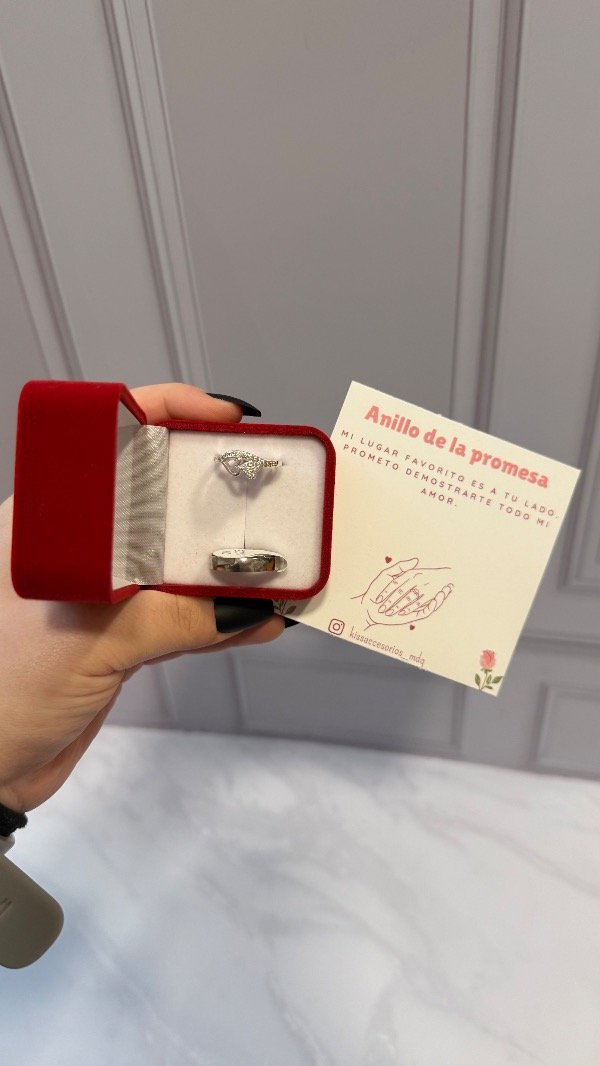 Producto - Cajita de anillos de la promesa - Alianza y anillo doble corazón