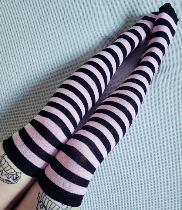 Producto - Bucaneras - 7/8 de Algodón a Rayas Negras y Rosa Bebé