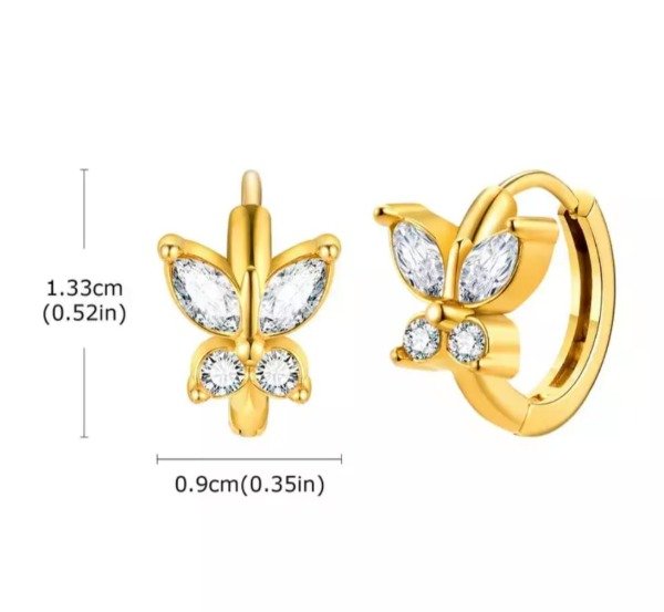 Producto - ARGOLLAS MARIPOSAS, CIERRE CLICK. ACERO DORADO