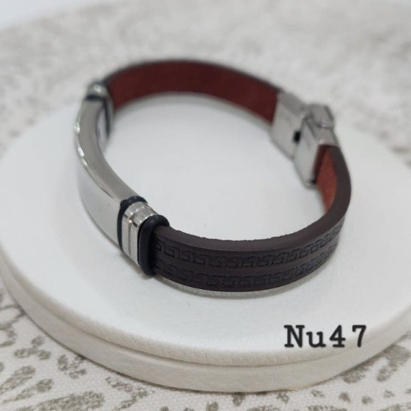 Producto - Pulsera centro chapa lisa malla color chocolate