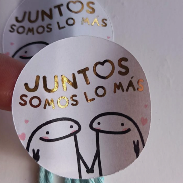 Producto - Sticker amigos la vida es mas bonita con stamping dorado