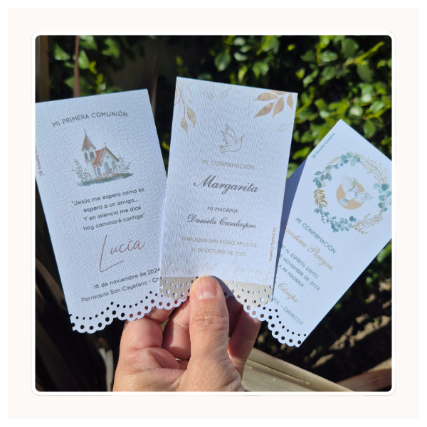 Producto - Estampitas Especiales: papel telado y puntilla calada - 1