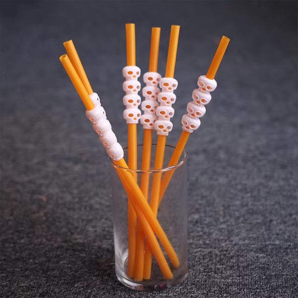 Producto - BOMBILLAS DE PLASTICO REUTILIZABLE CALABAZA/ CALAVERA/ ESQUELETO - 2