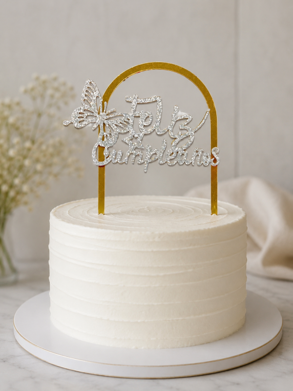 Producto - TOPPER ARCO CON MARIPOSA FELIZ CUMPLEAÑOS