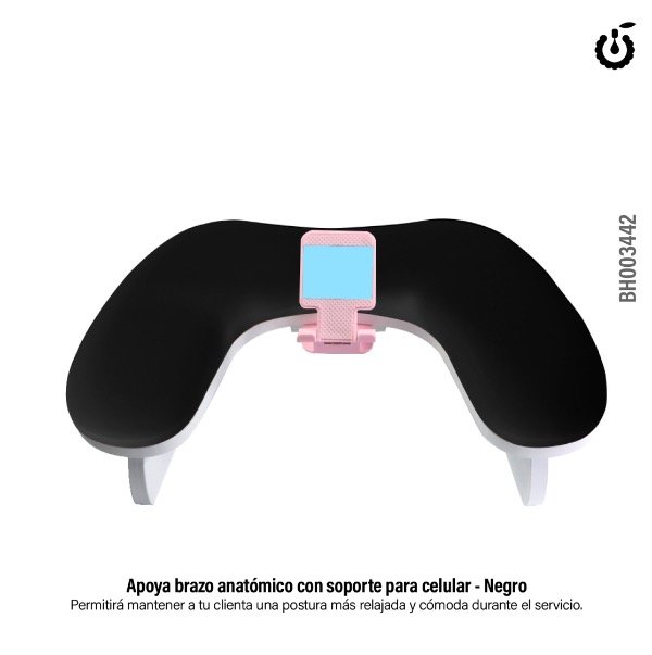 Producto - Apoya Brazos Anatómico Negro con Soporte de Celular Cherimoya