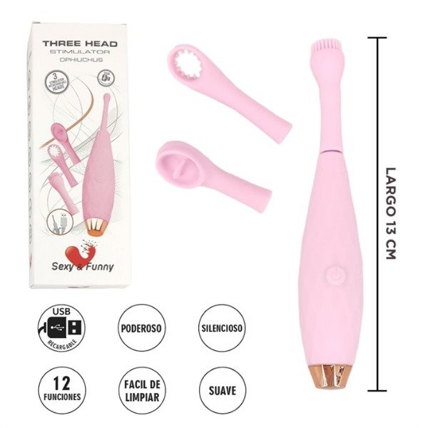 Producto - OPHIUCHUS : VIBRADOR CABEZALES INTERCAMBIABLES MULTIPLE VELOCIDAD