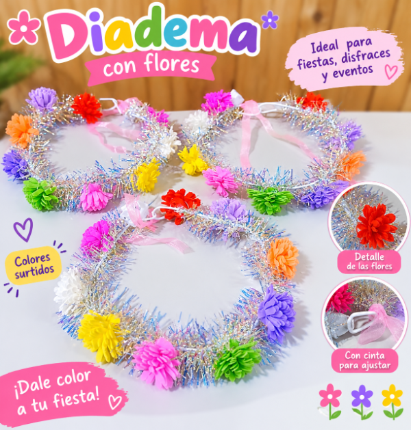 Producto - Corona flor con  luces multicolor - 1