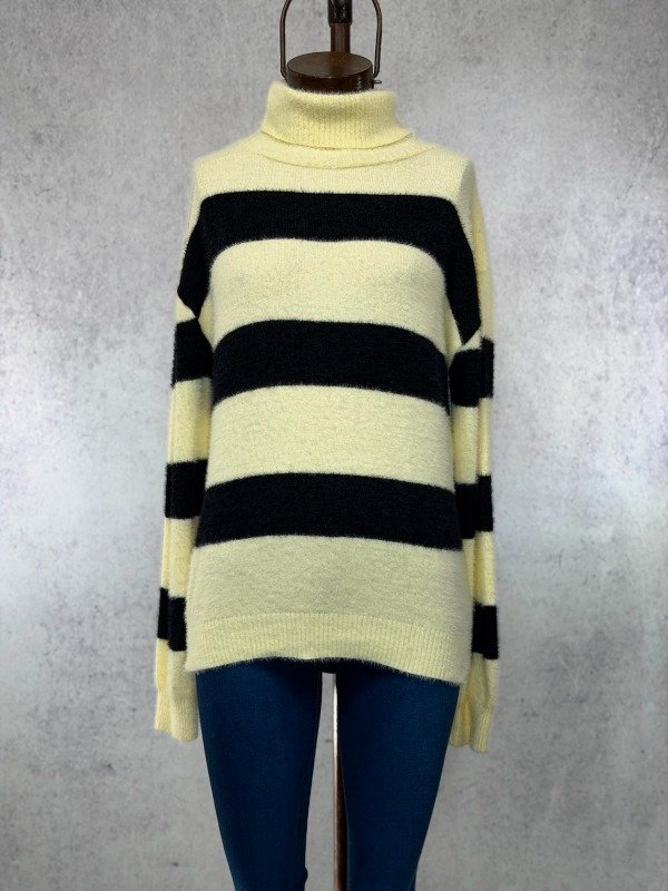 Producto - POLERA CREMA Y NEGRO PIEL DE MONO PREMIUM